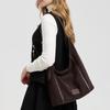 Cross-border New Large Capacity Single Shoulder Women's Bag Genuine Leather Vintage Bag Fashion Matte Cowhide Casual Commuter Tote Bag