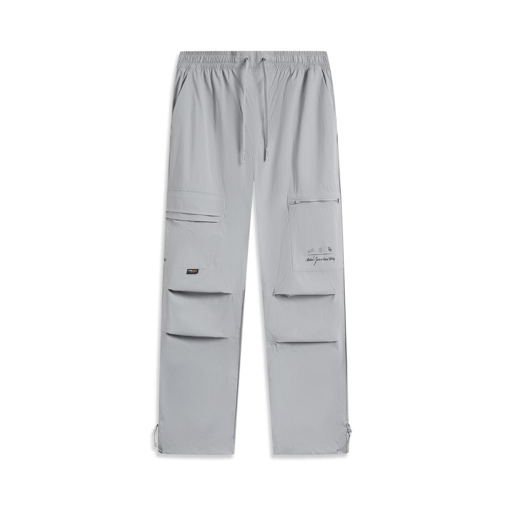 Li Ning Wade Series Casual Simple Solid Color Straight Loose Knit Sports Pants Men Pants Geological-Gray AKXV017-2