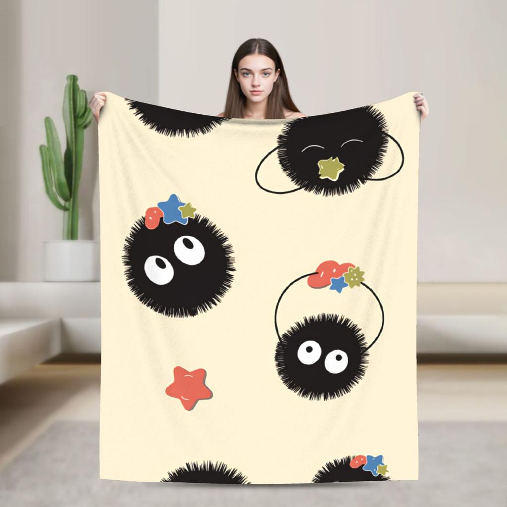 Susuwatari  Soot Sprites  Plush Blanket Students  Flannel Throw Blanket For Outdoor Soft Warm Design Quality Bedspread Gift Idea
