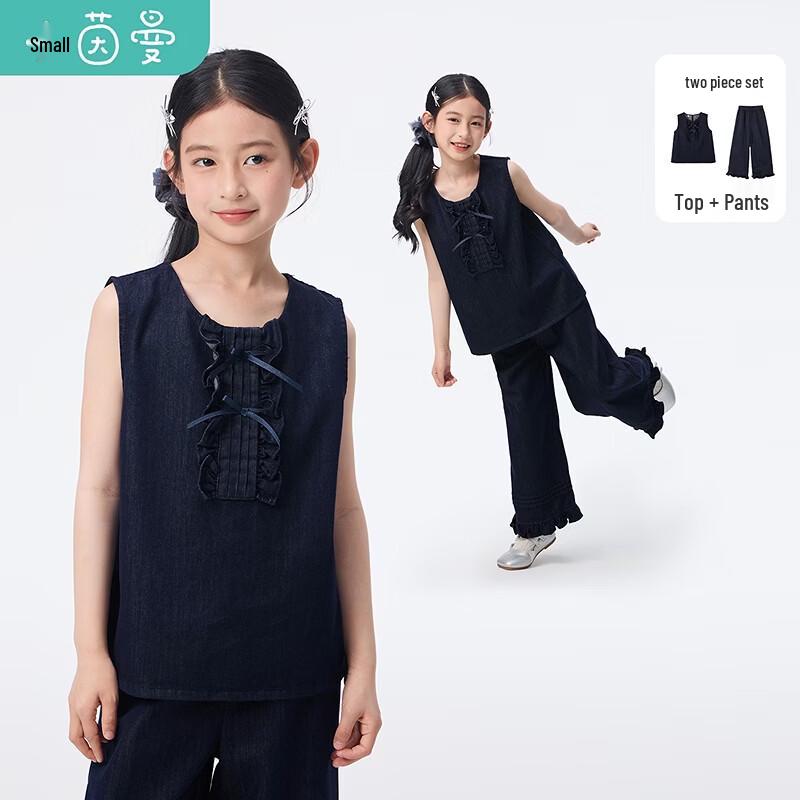 Girls  Summer Denim Bowknot Two-Piece Set 150