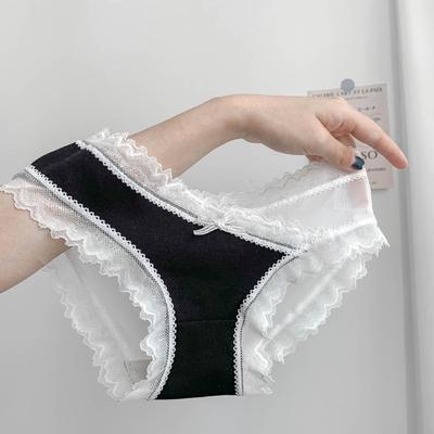 Women's Colorblock Lace Back Panties - Sexy, Sweet, Low Waist, Breathable Mesh with Pure Cotton Crotch