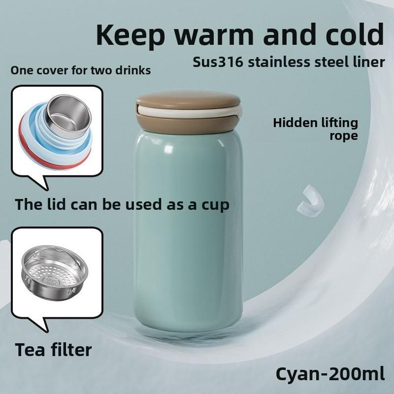 316 Stainless Steel Student Insulated Cup - 7oz/10oz Mini Pocket Water Bottle - Outdoor Sports Portable Cold/hot Water Bottle