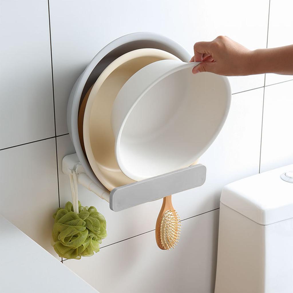 Retractable Wall Mounted Basin Rack for Bathroom Kitchen Storage Adhesive Patch No Punching Wall