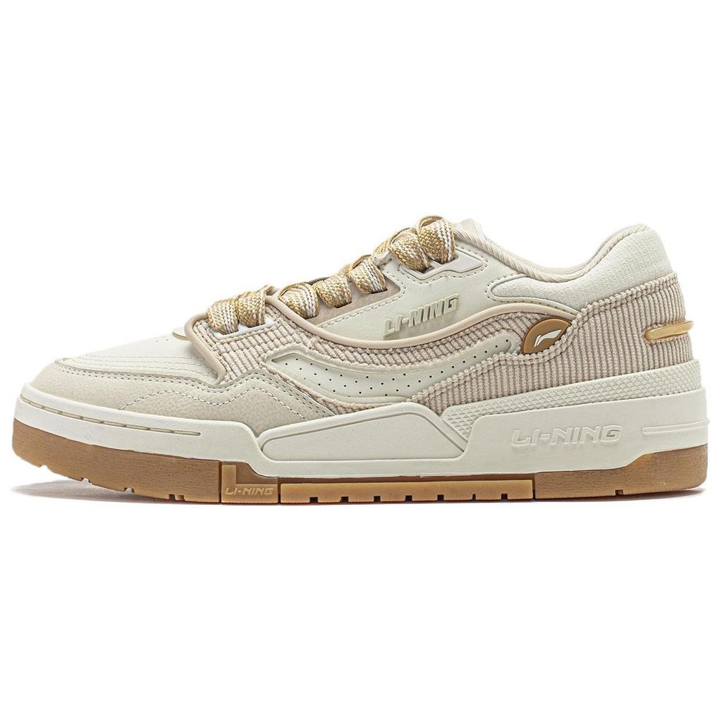 Li Ning 001 Btc Premium Versatile Retro Skate Shoes Non-Slip Shock Absorption Durable Support Low-Top Women Skate Shoes Fog-Khaki AGCU036-1