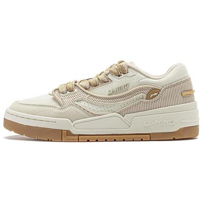 Li Ning 001 Btc Premium Versatile Retro Skate Shoes Non-Slip Shock Absorption Durable Support Low-Top Women Skate Shoes Fog-Khaki AGCU036-1
