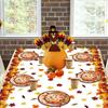 HOWAF 3 Pieces Thanksgiving Fall Leaf Tablecovers, Happy Thanksgiving Day Maple Leave Tablecloths, Autumn Themed Plastic Table Cloth for Thanksgiving