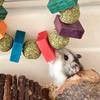 Jucărie de mestecat hamster cu cârlig de agățat Minge de iarbă din lemn natural Iepure Chinchilla