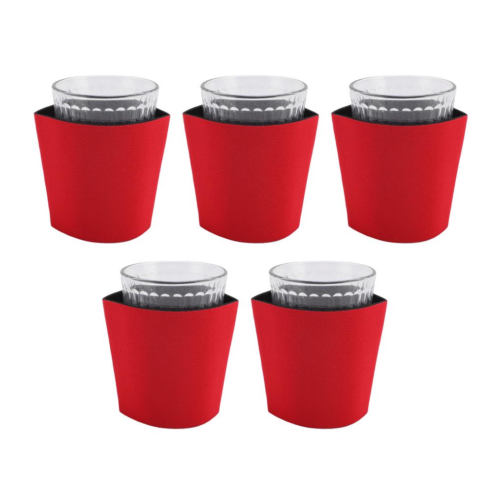 5PCS Reusable Coffee Cup Sleeve Loop Fastener Neoprene Insulated Cup Sleeve for Iced and Hot Drinks Beverages Red
