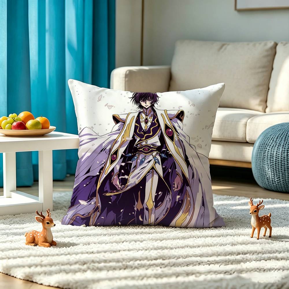 C-Code Geass Suzaku Kururugi Square Double-Sided printed Pillow Case Bedroom Bedside Pillow Sofa Cushion Cover