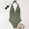 Women's Stitching  Backless Fashionable Hanging Neck Swimsuit