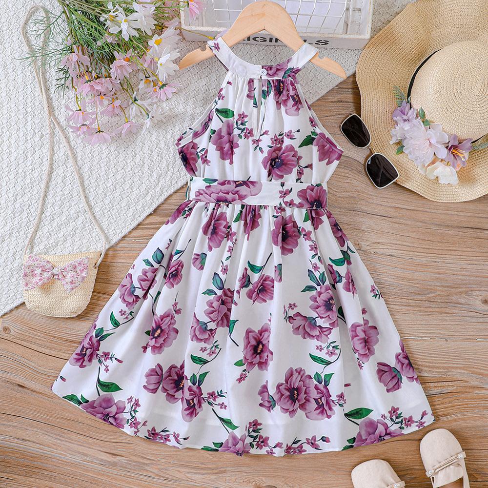 Sommer-Halterkleider für Kinder, blumig, lässig, ärmellos für Mädchen