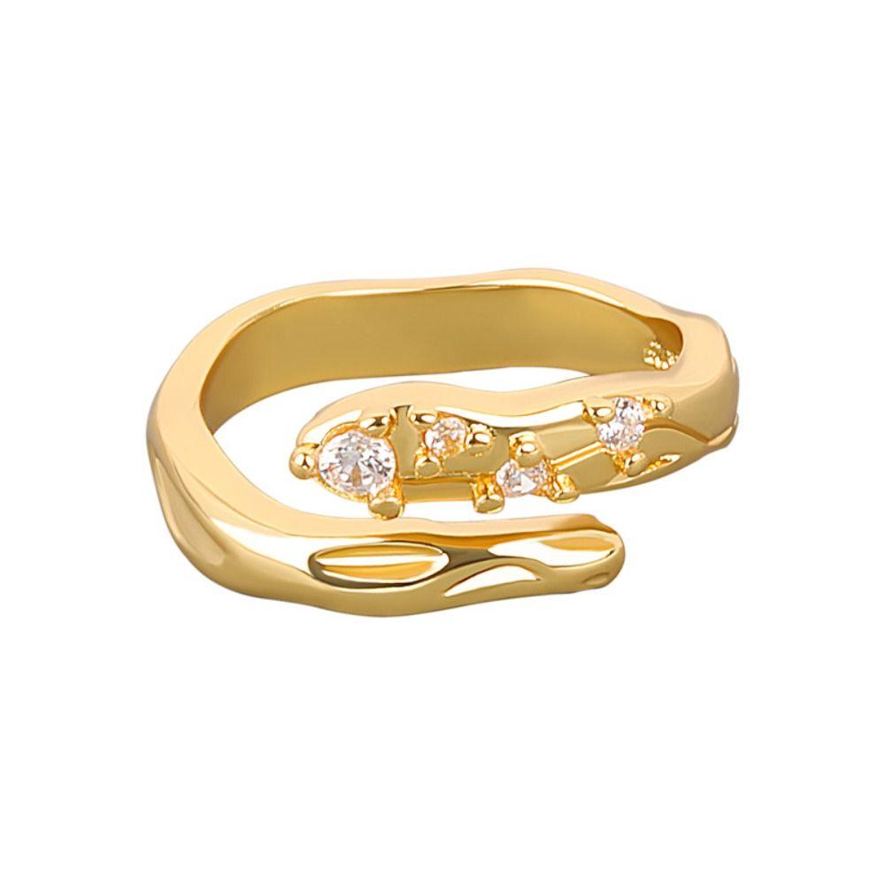 

Открытое кольцо с медным цирконием, золотое нестандартное кольцо на палец, изящные ювелирные изделия, повседневная одежда styleA