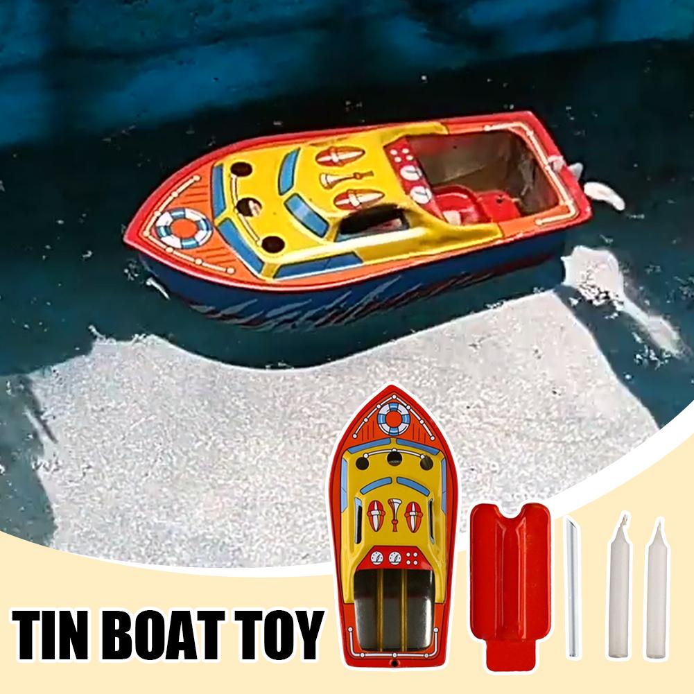 Iron Candle Boat Powered Steam Boat Tin Toy Floating Boat Toy Metal Handicrafts Educational Toys Boats