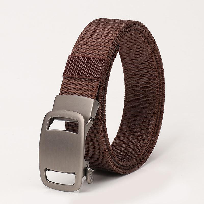

Тактический ремень с автоматической пряжкой для использования на открытом воздухе, бесплатный перфорированный ремень для студентов, унисекс, нейлоновый утолщенный ремень кофейный