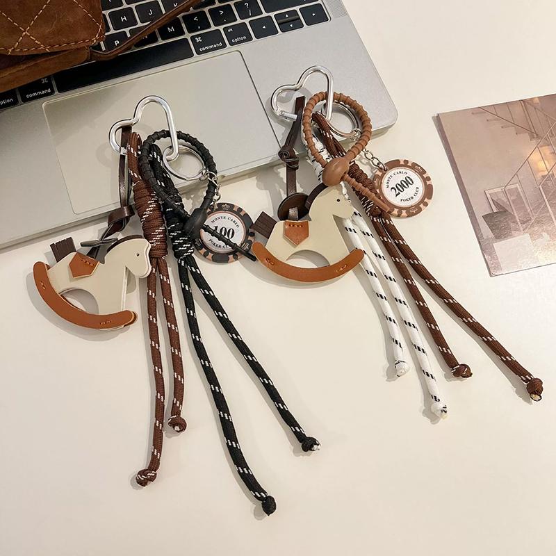 Braided Rope Bag Charm Pendant for Women, Leather Trojan Bags, Hanging Ornament, Keychain Decoration, DIY Bag Accessories