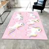 Flannel Printed Unicorn Rug Pink White Rainbow Pattern Kids Room Decor Soft Floor Mat For Girls Bedroom Playroom And Gaming Area
