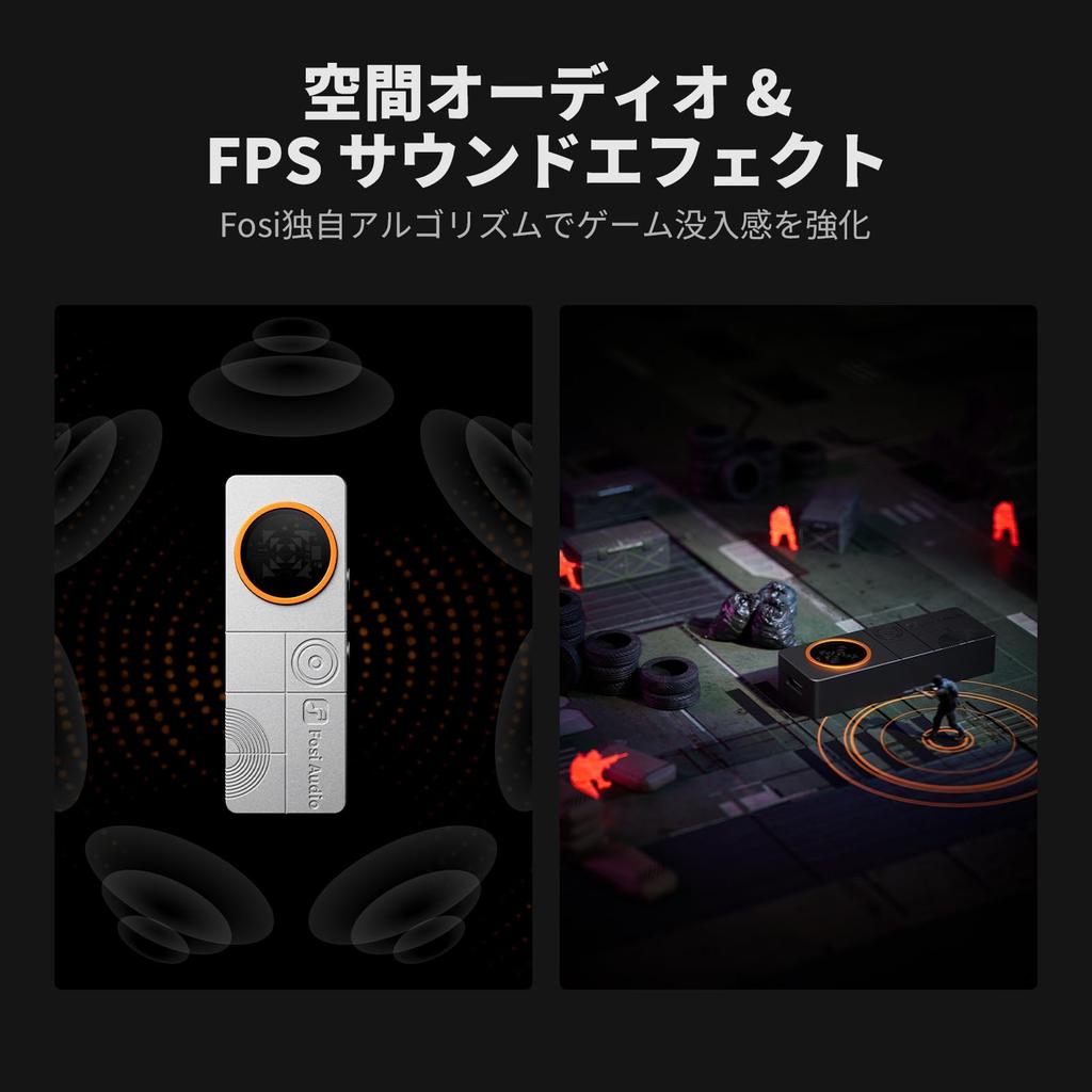 Fosi Audio DS3 DAC-Verstärker-Dongle Tragbarer Kopfhörerverstärker für räumliches Audio ES9039Q2M für HiFi-Verstärker USB-C Gaming, 7.1-Unterstützung, XMOS,
