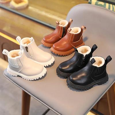 Fashion Children's Boots for Boys Girls Fashion Children Ankle Snow Boots Chelsea Boots Sole Autumn Warm Winter Side Zipper Kids Shoes