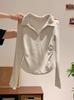 Women's Long Sleeve Polo Collar Slim Fit Ruched Waist Short Inner T-Shirt Autumn Winter Basic Top