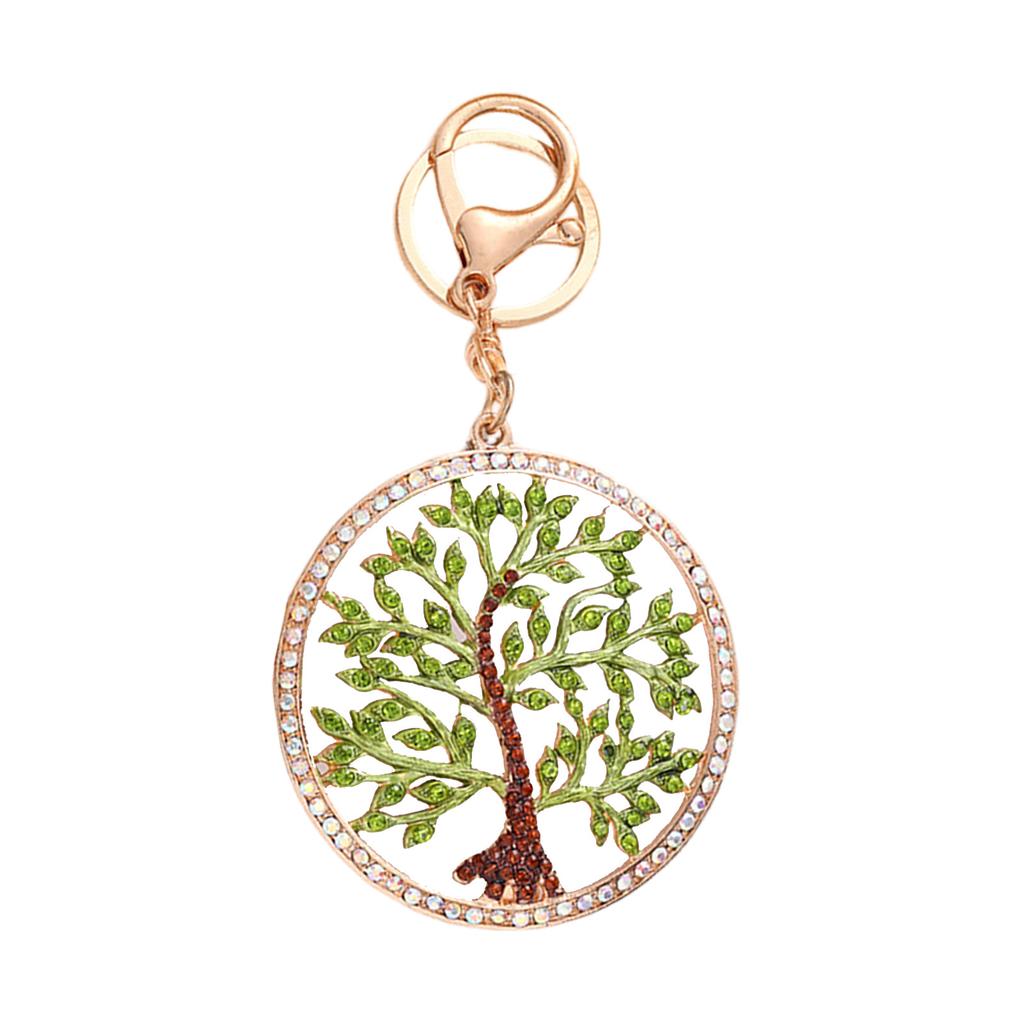 Rhinestone Round Trees Keychains Alloy Key Holder Goodie Bag Stuffers Supplies for Modern Home Decor