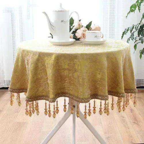 Tassel Tafelkleed Chenille Vierkant Ornament Stofhoes voor Koffie Eettafel Rond Berg Kristal Bruiloft Decoratie Tafelkleed 60x60cm