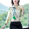 Spring Elegant Chiffon Blouse Women Long Sleeve Fashion Shirt Hide Belly Tops for Middle Age Mom