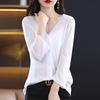 V-neck Large Size Slim Base Shirt for Short-sleeved Women's Versatile Spring and Summer Style Fine Imitation Knitted Cardigan Jacket Loose