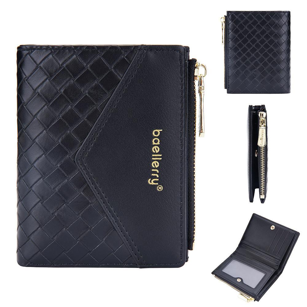 Ladies Fashion Card Holder Pu Material With Weaving Pattern Design And Letter Print For Everyday Carry