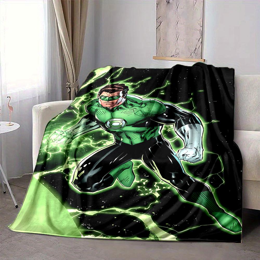 1pc Green Lantern Ring Flannel Throw Blanket Soft, Warm & Cozy for Couch, Bed, Office, and Travel Versatile All Season Gift, Christmas Present