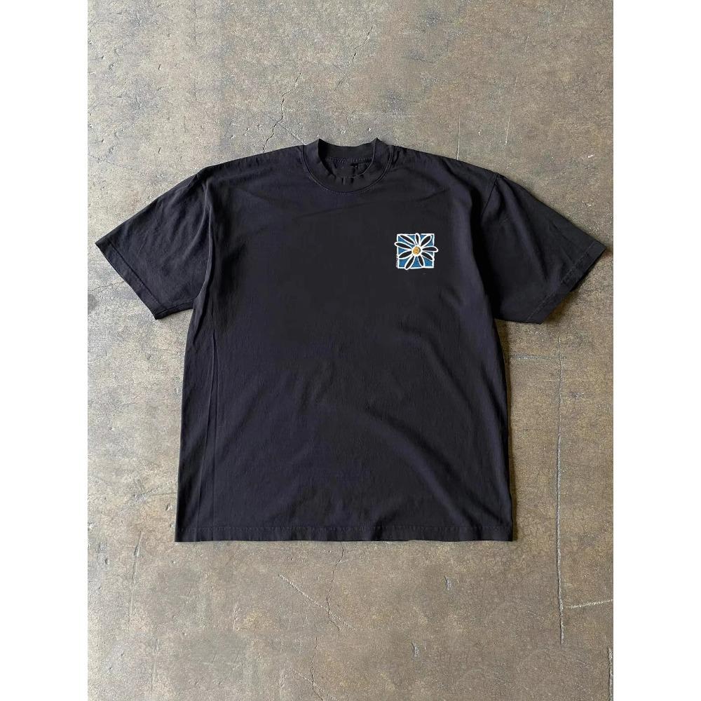 Herrenhemden Lässig Koreanisch Blumenmuster Beidseitig Übergröße Kurzarm T-Shirts Mode Locker Hochwertige Baumwoll-Tops