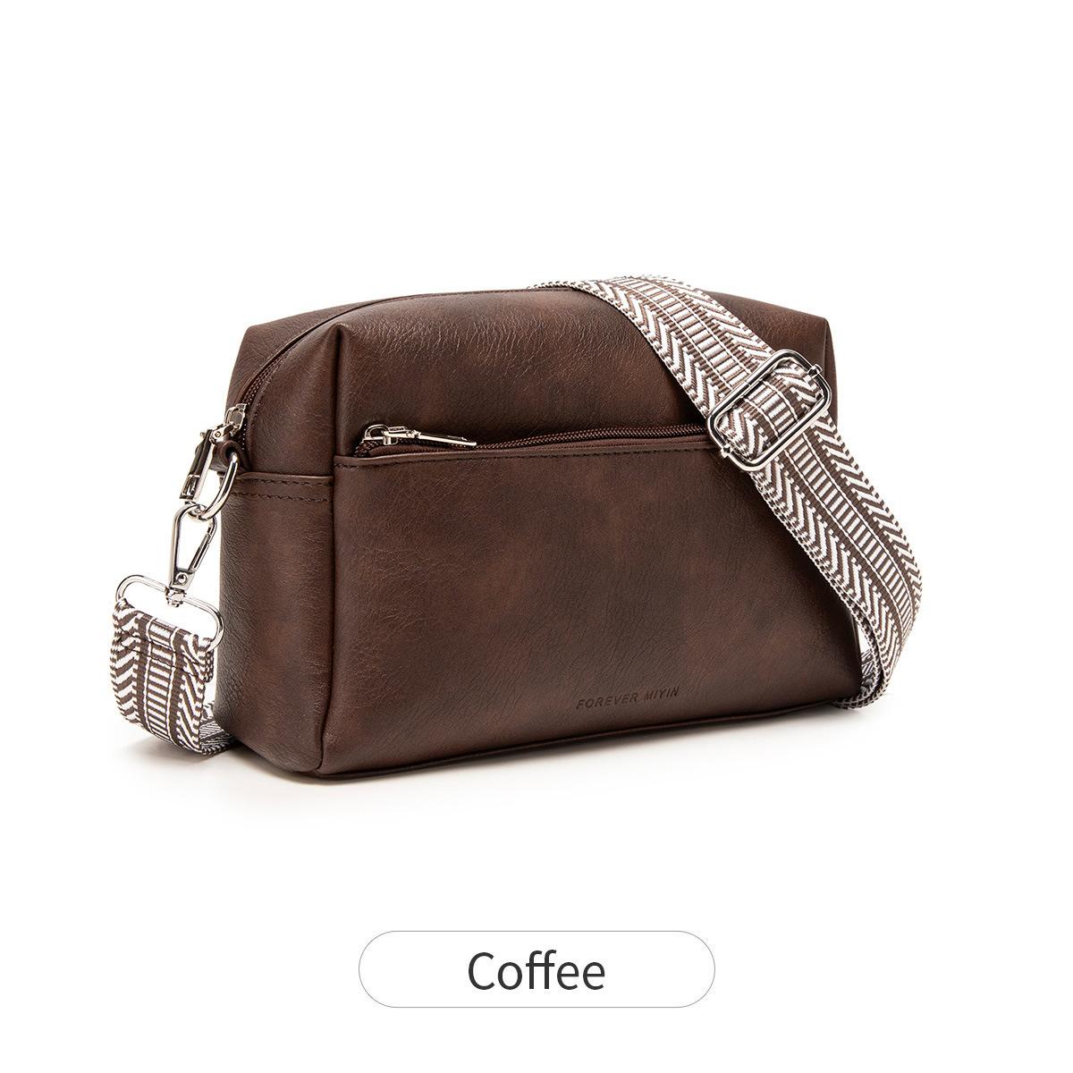 

Новая ретро повседневная маленькая квадратная сумка из мягкой кожи, контрастного цвета, с широким плечевым ремнем, сумка через плечо, универсальная модная женская сумка через плечо кофейный