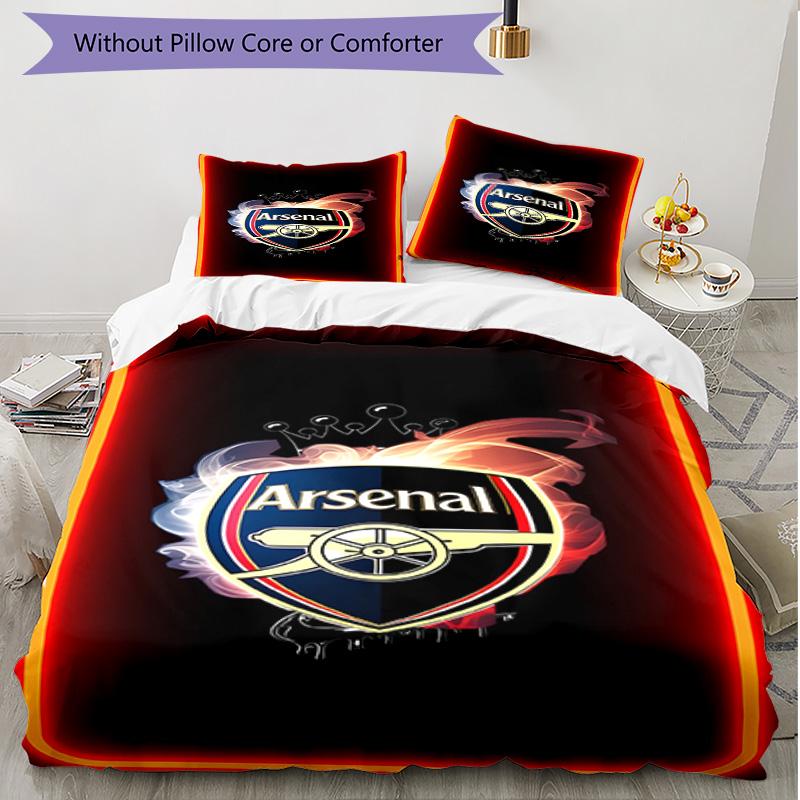 3pcs Duvet Cover Set (1*Duvet Cover + 2*Pillowcase, Without Core), Arsenal F.C Print Soft All‑Season Bedding Set, Home Bedroom Decor Gift