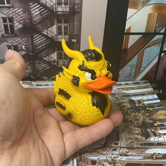 Dragon Duck Figurine Little Yellow Duck Rein Statue Sculpture Animal Model Home Office