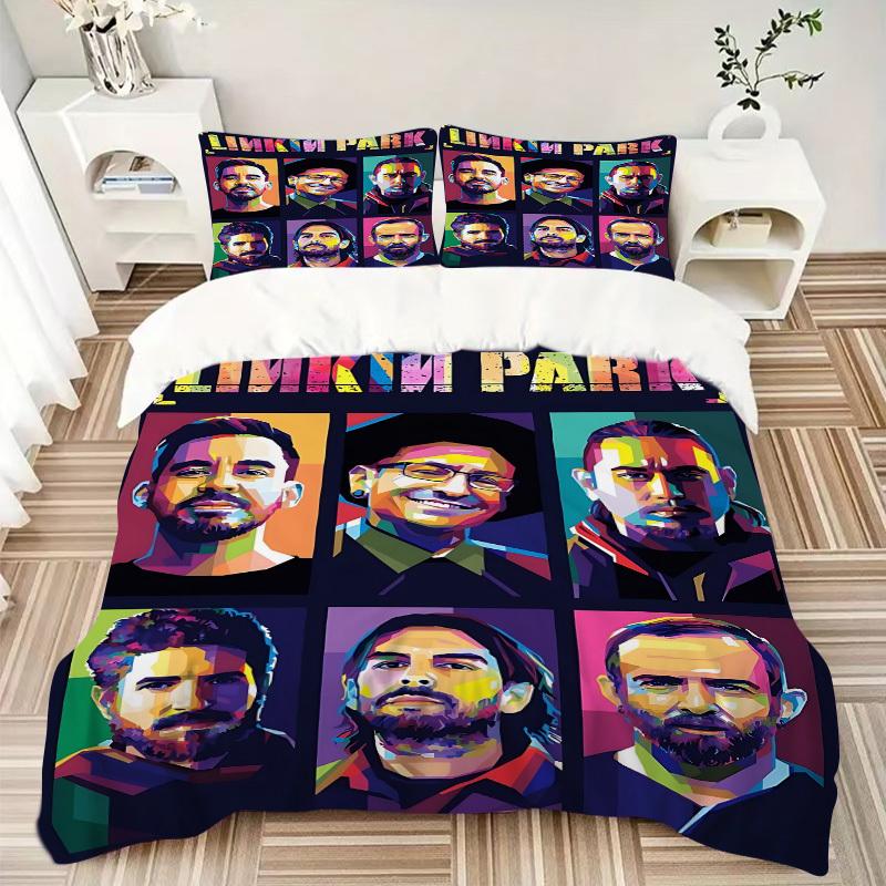 3pcs Linkin Park Band Duvet Cover Set,  Includes 1 Duvet Cover and 1/2 Pillowcases (No Insert) yy251104238