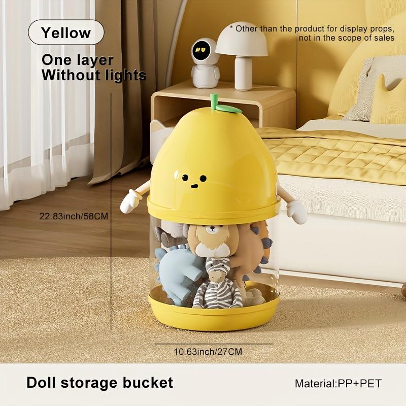 Plush Toy Storage Organizer,Stackable Transparent Cylindrical Containers with Lids, Large Capacity for Dolls,Muppets,Playroom Organizer,Playful Design