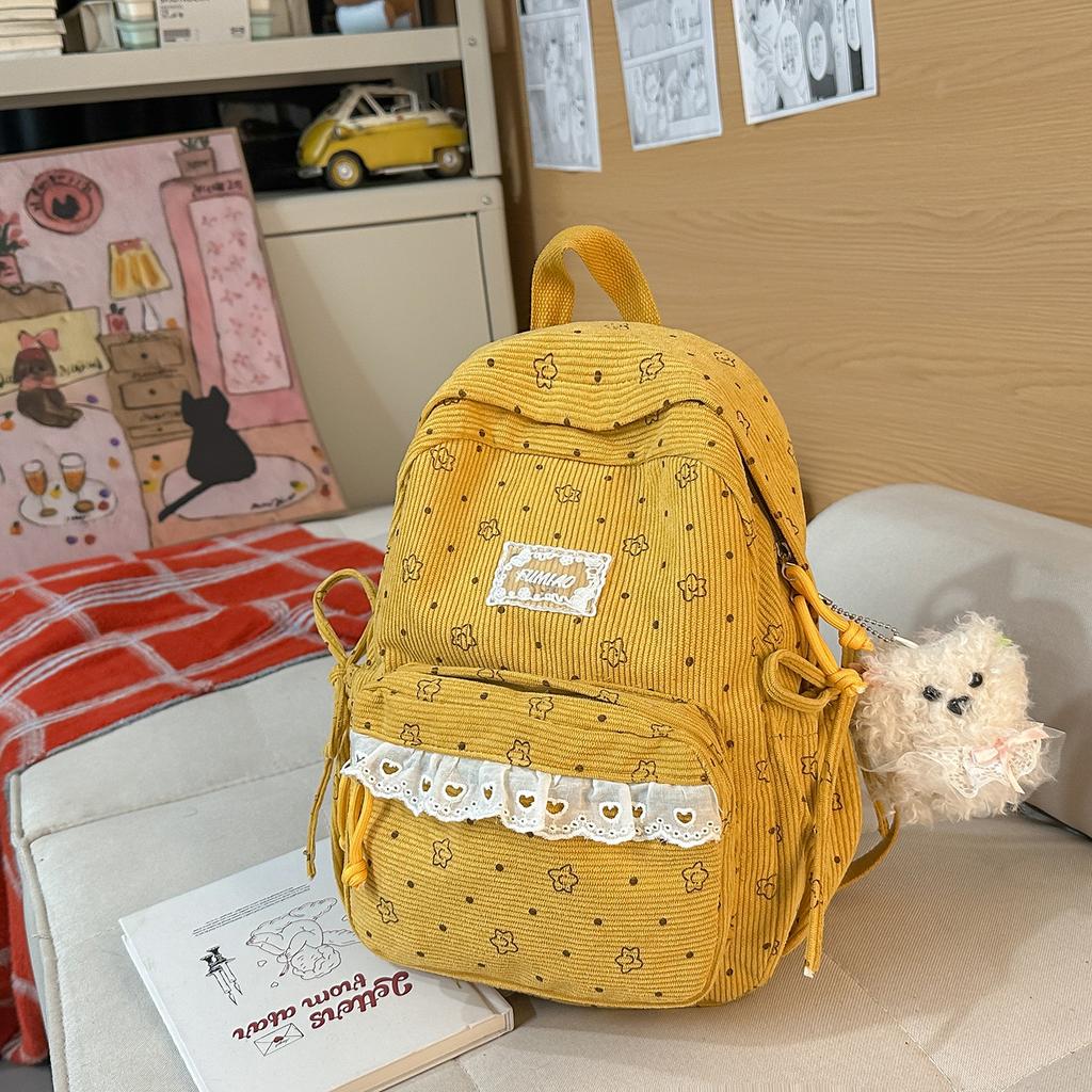 Schoolbag New Backpack Female Korean Version Ins Literary Small Fresh Wind Junior High School Student Backpack Large Capacity Casual Backpack