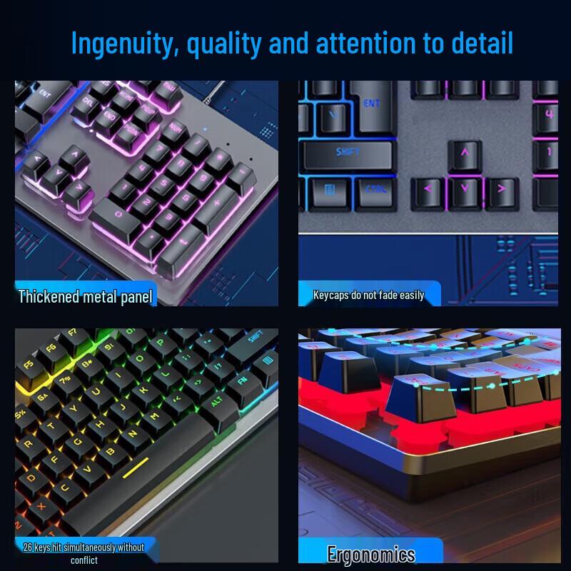 GX300 Wired Gaming Keyboard with Mechanical Feel and Blue Backlight