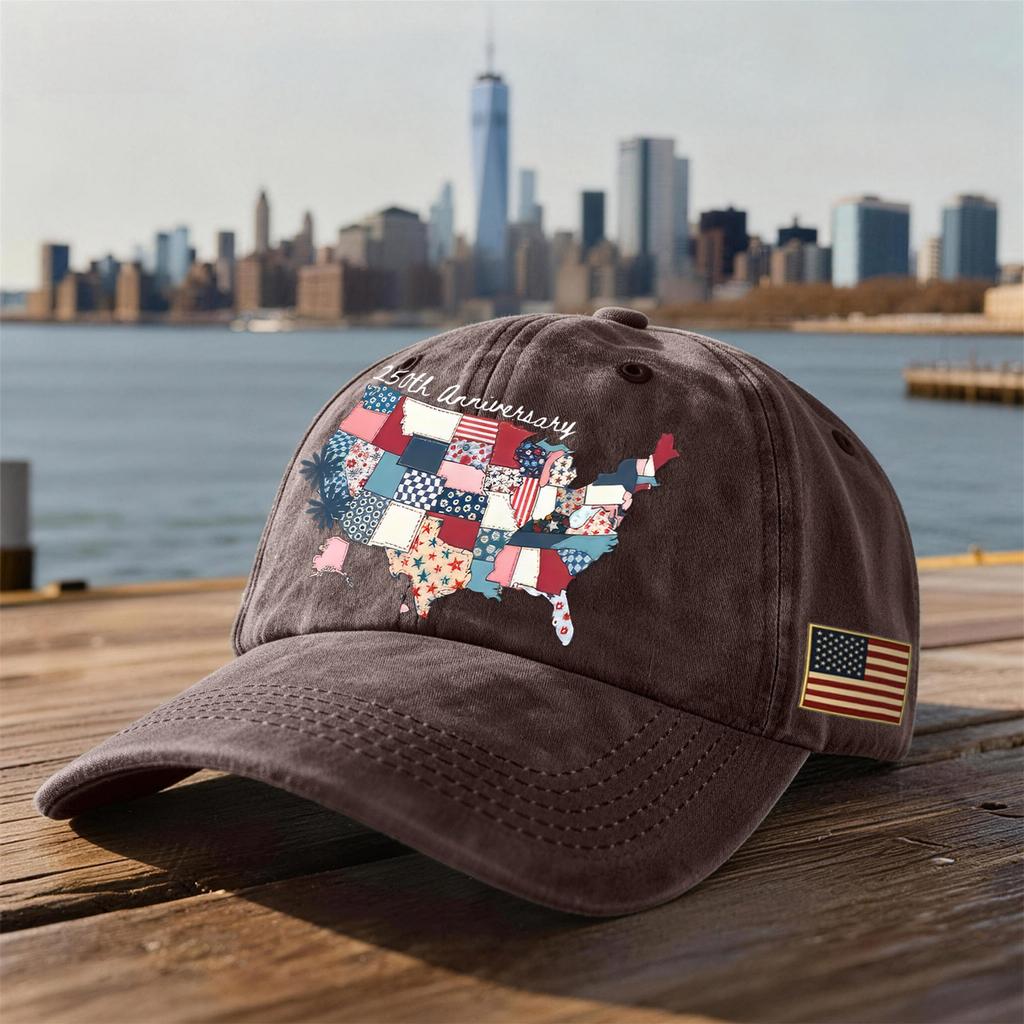 Unisex USA 250th Anniversary Printed Distressed Washed Baseball Cap | Patriotic Vintage Hat For Celebrations