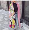 2025 European American Style Women Long Woolen Coat Autumn Winter Printed Fashion