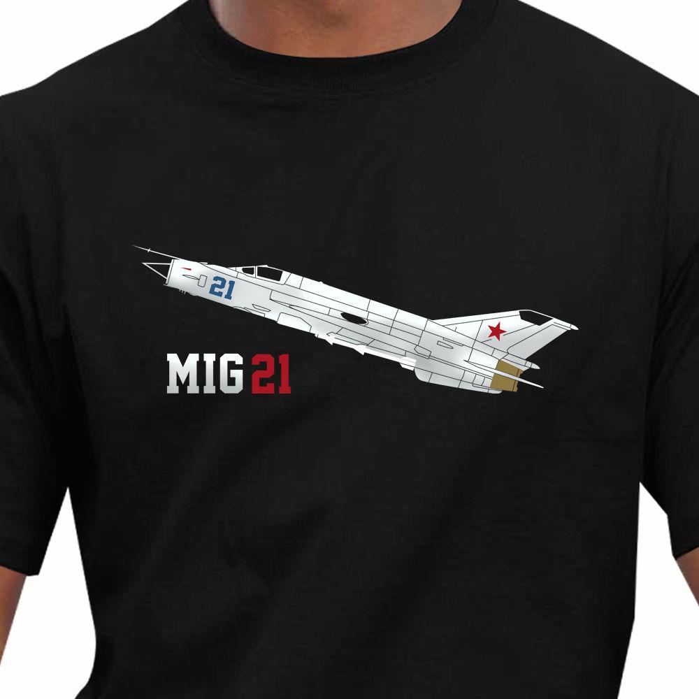 

Aeroclassic MiG 21 Aircraft TShirt Men Cotton Short Sleeve T Shirt Male Casual Shirt Cool Tees Tops Harajuku Streetwear S