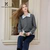 Xiangying Collegiate Style Polo Collar Knit Sweater