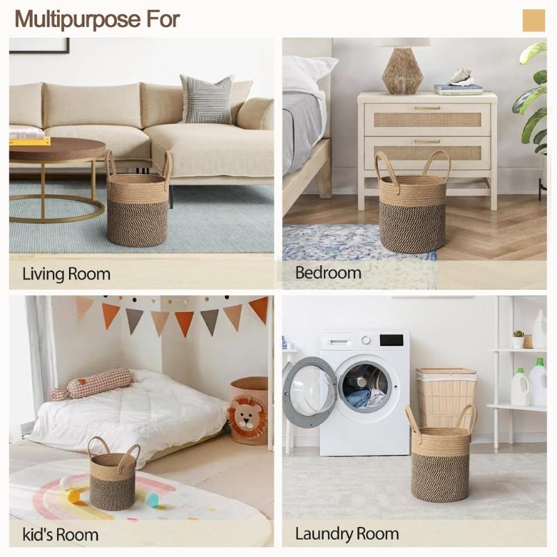 Round Wicker Basket for Flower Pot and Indoor Floor Planter Decorative Round Woven Plant Pot Basket Planter Cover Small