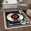 Retro Record Player Print Flannel Area Rug Music Theme Soft Comfortable Floor Mat For Living Room Bedroom Study