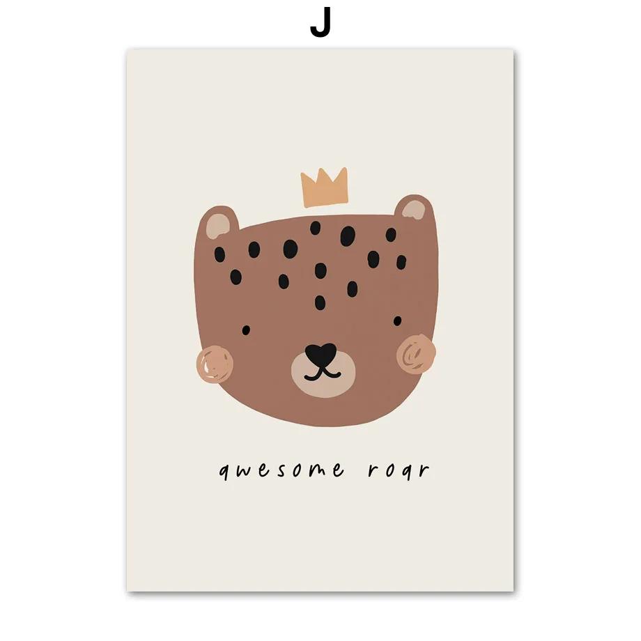 Kawaii Goose Leopard Bear Cherry Butterfly Wall Art Canvas Painting Nordic Posters And Prints Wall Pictures Baby Kids Room Decor