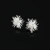 Trendy Rhinestones Metal Flower Earrings for Women Silver Personality Blooming Dandelions Shaped Stud Earrings Jewelry