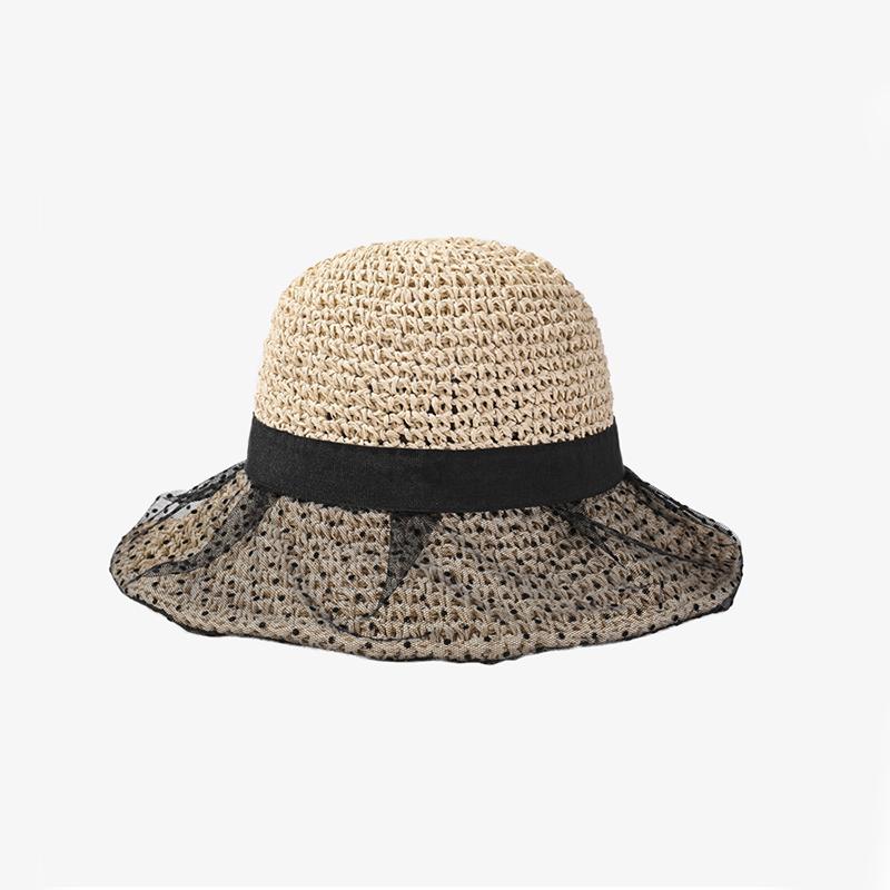 Versatile Style Hat Straw Woven Sweet Lace Female Sunshade Fisherman Hatscaps