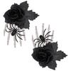 Unisex Halloween Hair Accessory Featuring Bone Hand Black Rose And Spiders Design For Party Costume Attire