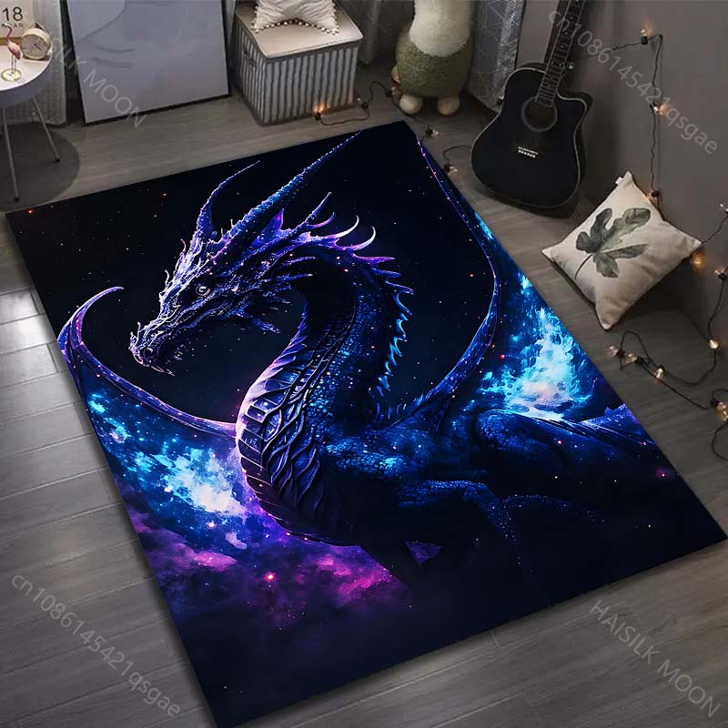 

1PC Mystical blue dragon in night sky Carpet for Living Room Bedroom Sofa Home Decor Rus Non-slip Floor Mat Luxury Gift 40cm x 60cm