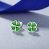 Cute Small Green Leaf Four Leaf Clover Fashion Dainty Stud Earrings For Women