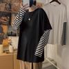 Trendiges Koreanisches Lockeres Herren-T-Shirt mit Langen Ärmeln und Fake-Zweiteiler-Look